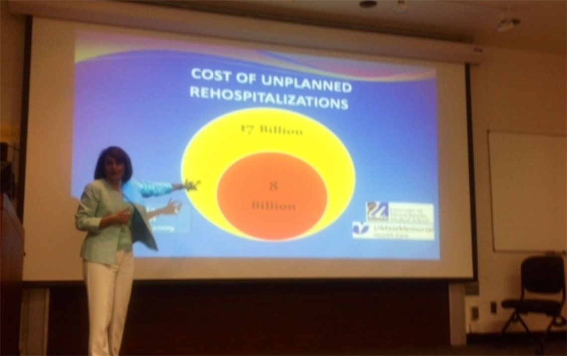 A representative showing a presentation