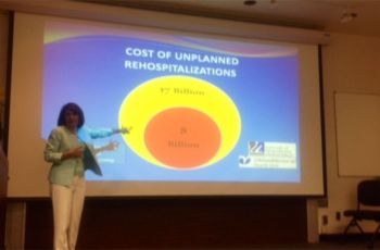 A representative showing a presentation